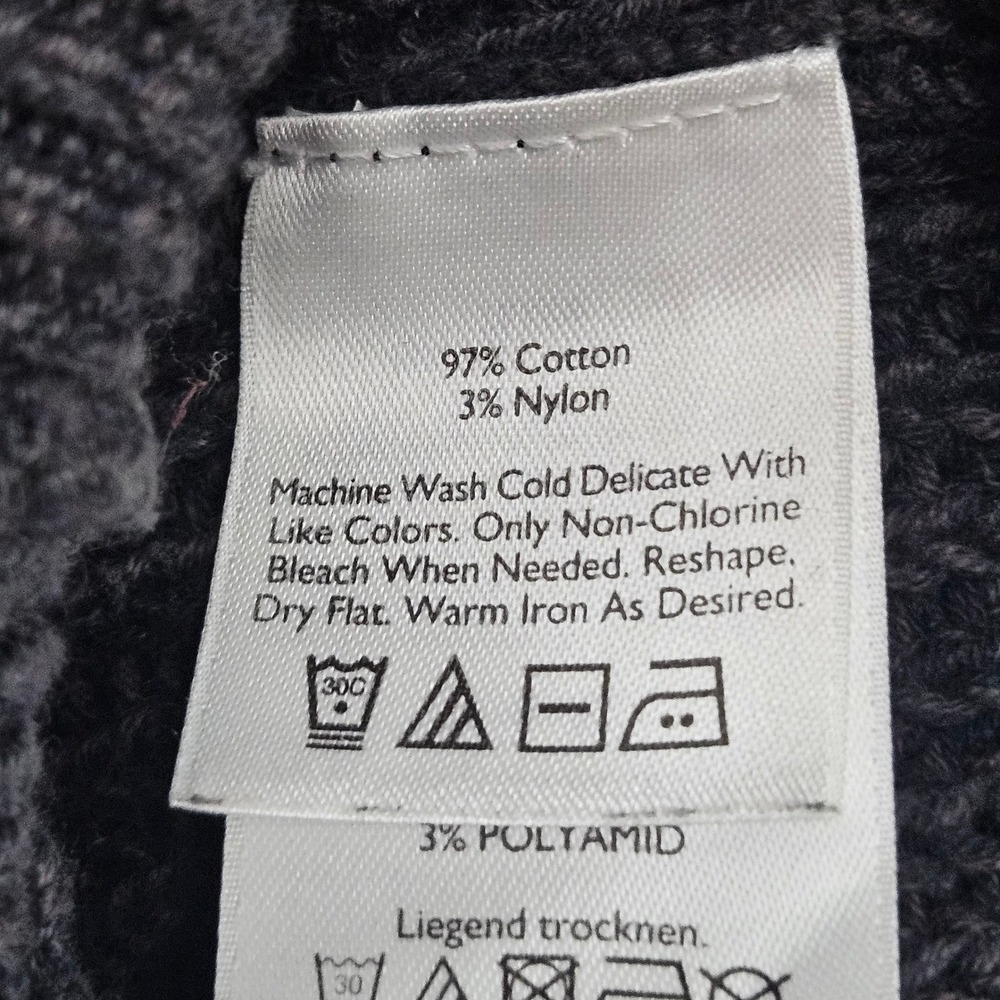 Eddie Bauer Full Zip Cardigan Mens Large‎ Gray Ribbed Knit Dark Academia Grandpa - Picture 6 of 9